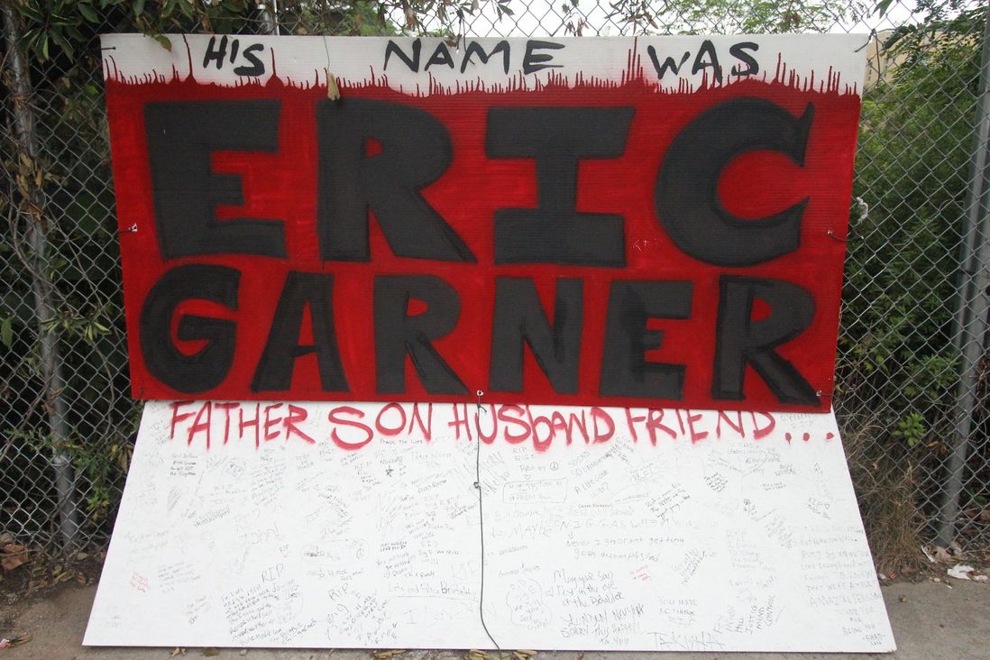A couple of blocks from the site of Garner’s death, another memorial sits.